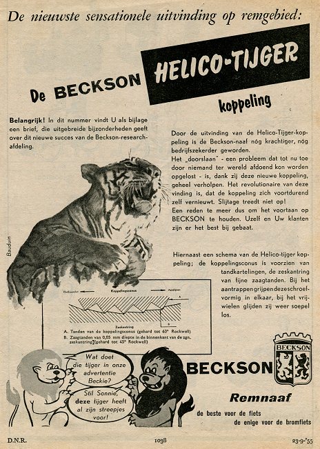 Beckson-advertentie Helico-tijger koppeling 