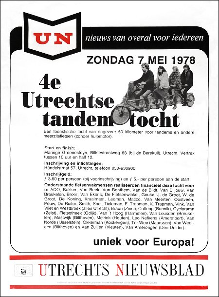 poster Utrechtse tandemtocht 1978